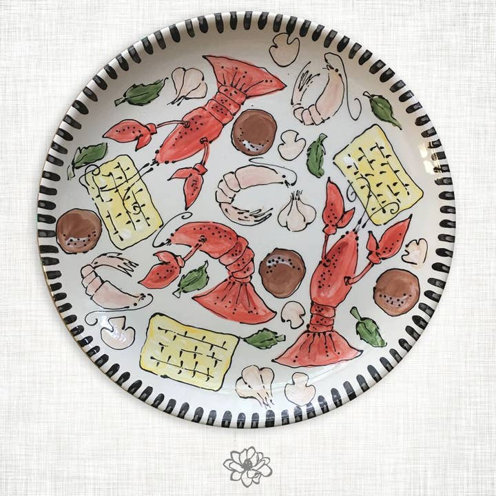 Crawfish Round Platter for wholesale by Magnolia Creative Co.