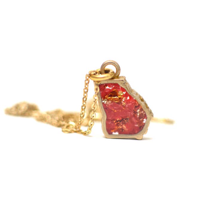 Cameoko - Wholesale Pendant/Charm Necklace - Georgia shaped State Pendant with gemstone inlay