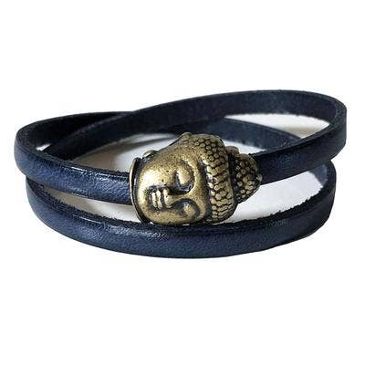 Indigo - Buddha Infinity Brass Leather Bracelet for wholesale by LIVE AHA