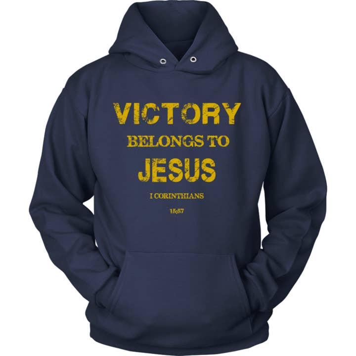 Victory Belongs to Jesus Hoodie - Navy for wholesale by A Quiver Full