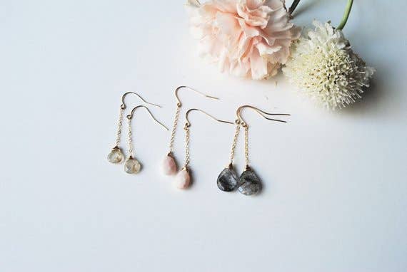 Seaflowerjewelry - Wholesale Dangle Earrings - Silver Rutilated Quartz or Opal Earrings1