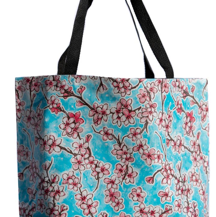 Aqua Fuji Large Tote for wholesale by Oilcloth International