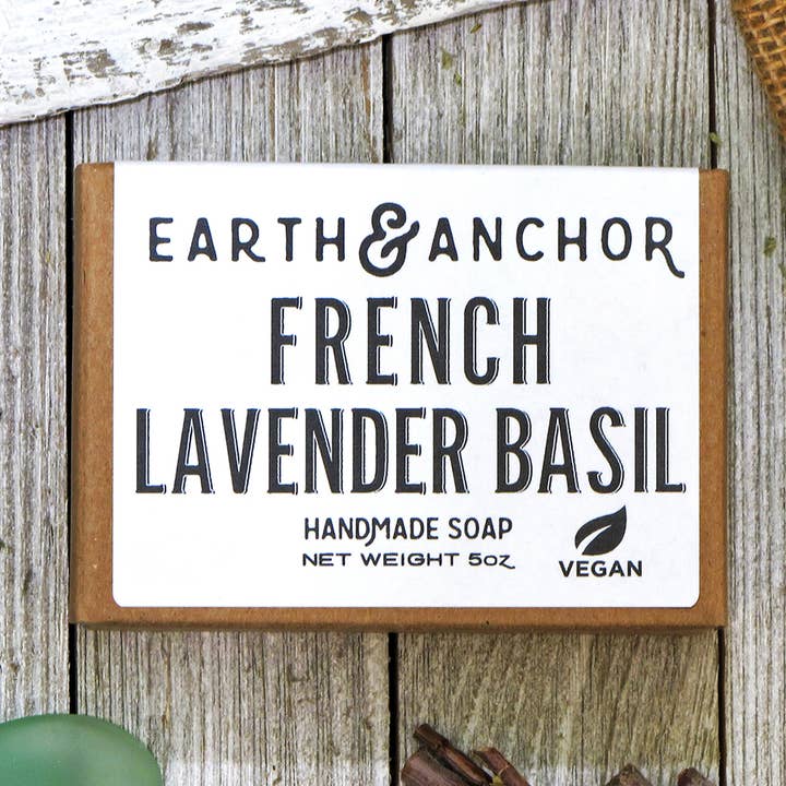 French Lavender Basil Handcrafted Vegan Soap for wholesale by Earth & Anchor Soap Co.