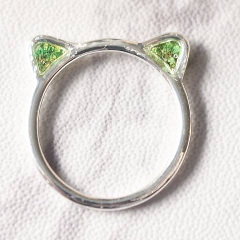 Real Pressed Flowers and Resin Silver Cat Ring for wholesale by Ann + Joy