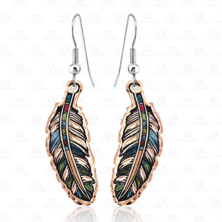 COPPER ARTS INC. - Wholesale Dangle Earrings - CA Y 03 Handcrafted Copper Feather Earrings0