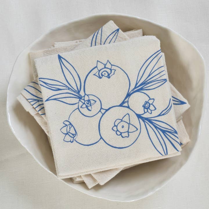 Hearth and Harrow – Guardanapo e pano de jantar por atacado – Conjunto de 4 Guardanapos de Mirtilo Selvagem de Algodão Orgânico - Azul-violeta0