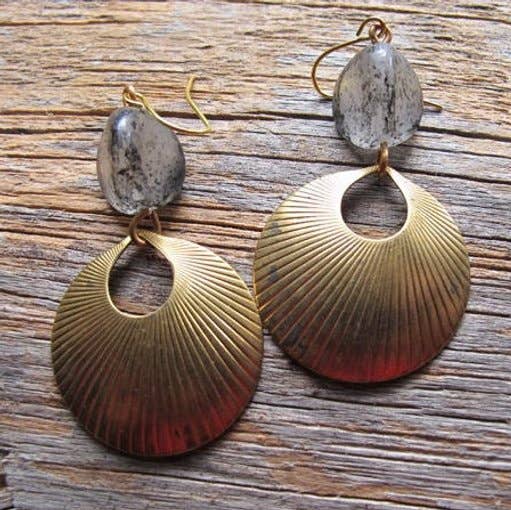 Gray Glass Beaded Hoop Earrings for wholesale by Glamourpuss Creations