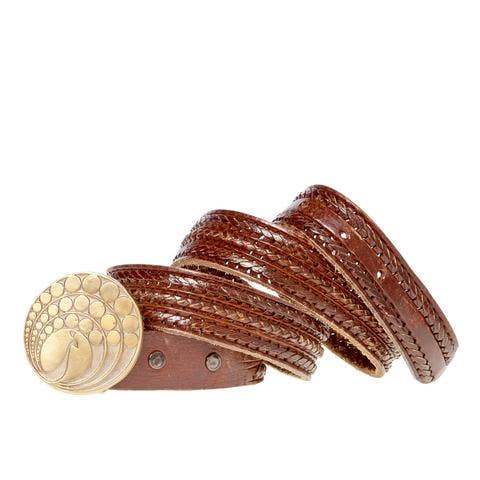 Psychedelische Pauwen Gesp met Leren Riem voor wholesale door Alkemie Jewelry