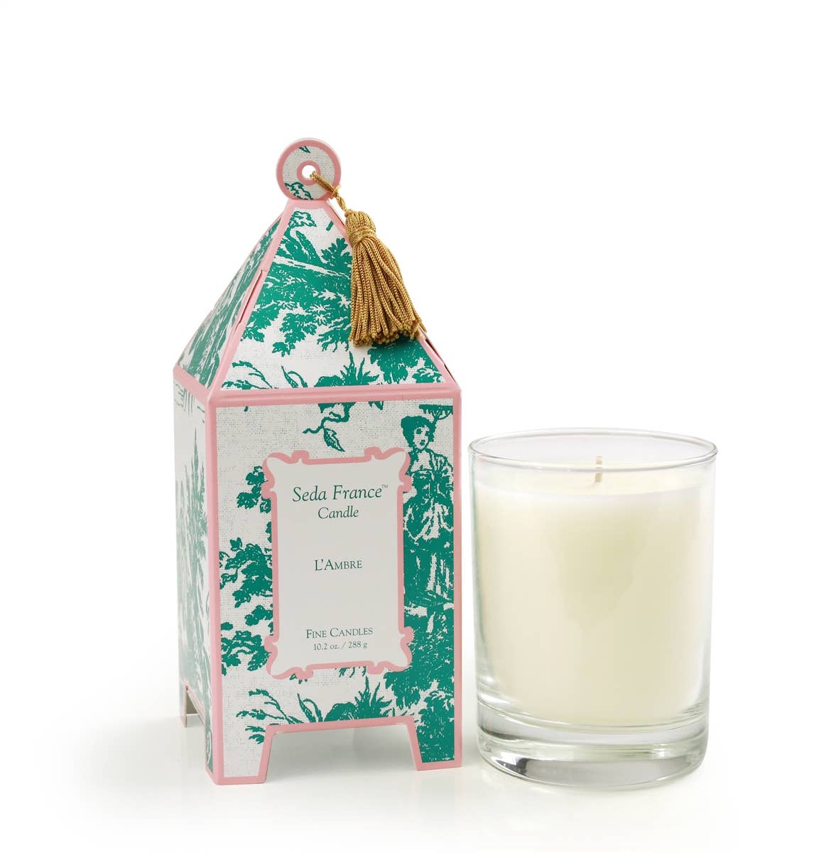 Seda France Candles - Wholesale Jar/Filled Candle - L'Ambre Classic Toile Pagoda Box Candle