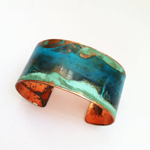 1.25" Width Mixed Verdigris Patina Cuff for wholesale by ssd jewelry