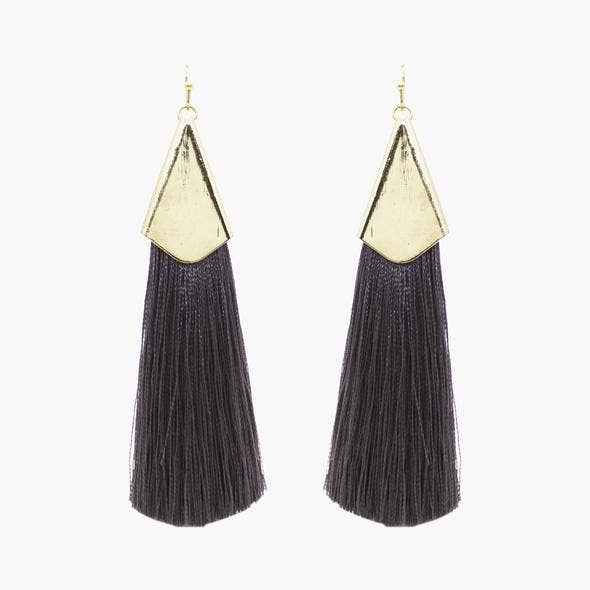 Gray Tassle Drop Earrings for wholesale by Mia Accessories