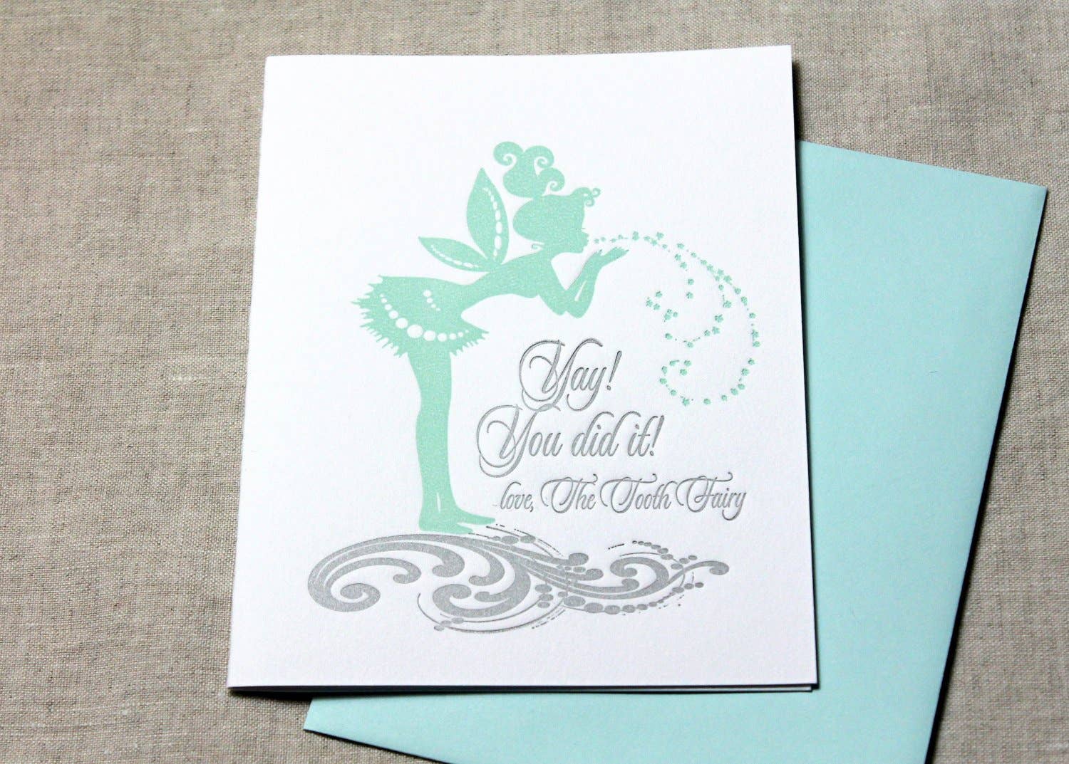 Inkadinkadoodle - Wholesale Congratulations Card - Congratulations Tooth Fairy Letterpress Blank Card2
