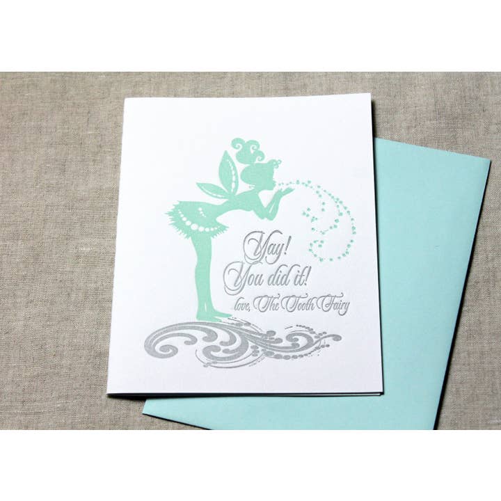 Inkadinkadoodle - Wholesale Congratulations Card - Congratulations Tooth Fairy Letterpress Blank Card2