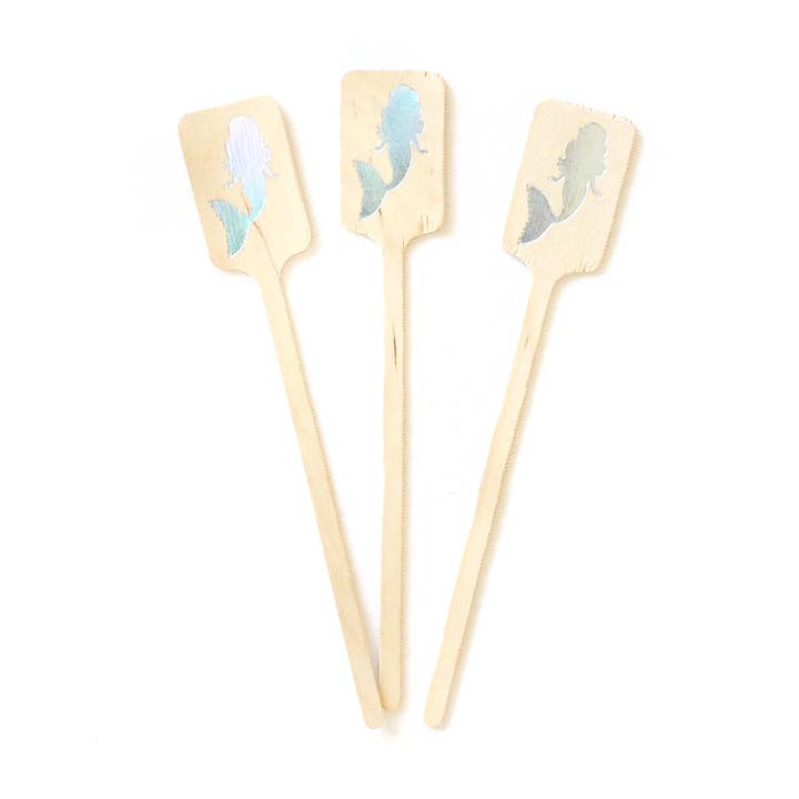 Holographic Mermaid Wooden Drink Stirrers for wholesale by Tulle and Twig