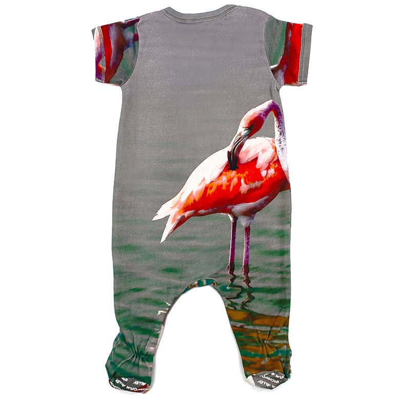 Inchworm Alley - Wholesale Bodysuit (Footed) - Baby - Short Sleeve Footie - Pink Flamingo1