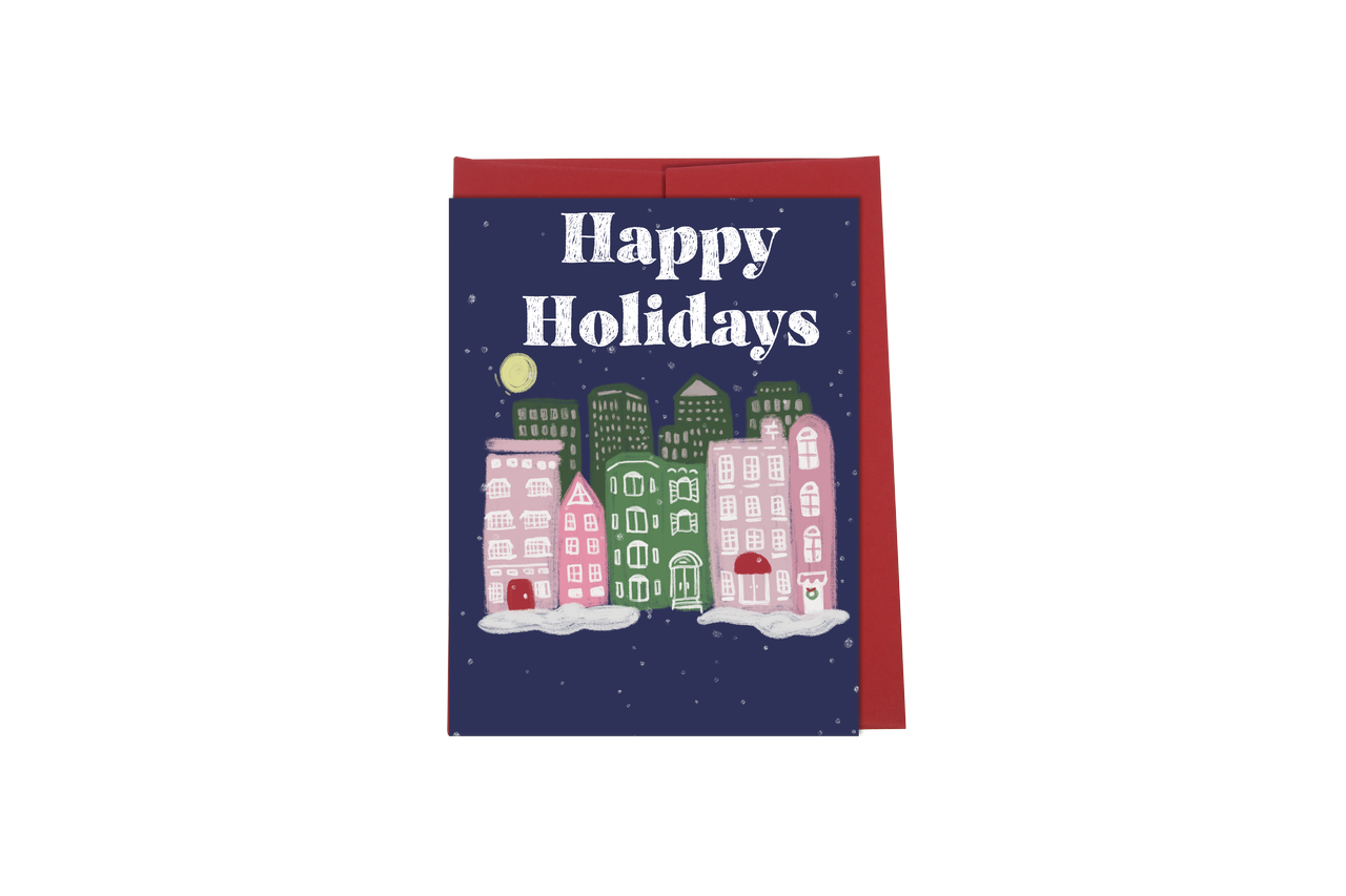 New Moon Paper Goods - Wholesale Feestdagenkaartje - Fijne feestdagen van mij en de stadskaart0