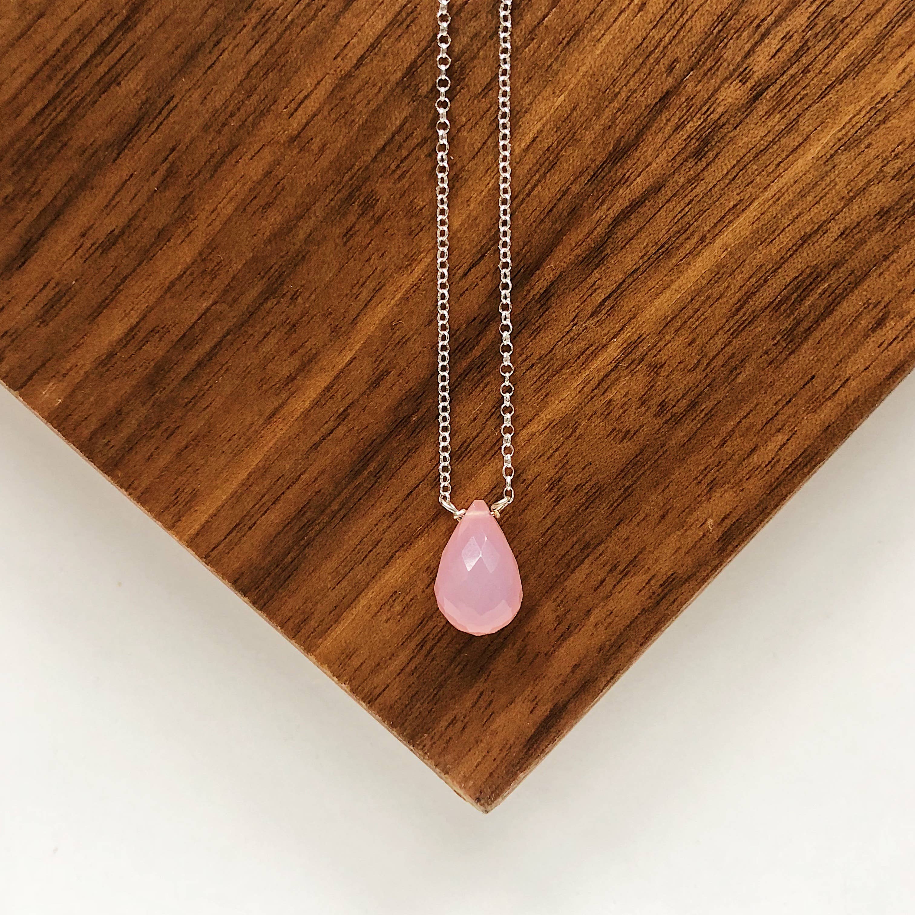 Third & Co. Studio - Wholesale Pendant/Charm Necklace - Faceted Rose Quartz Teardrop Necklace11