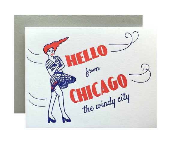 Violet Press - Vente Carte de vœux classique - Fille de la ville venteuse0