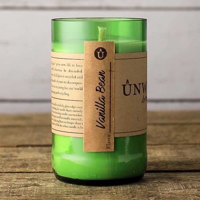 Unwined Candles - Wholesale Jar/Filled Candle - Vanilla Bean Brew League - Beer Bottle Candle0