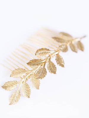 Golden Brass Large Leaf Comb for wholesale by Acute Designs
