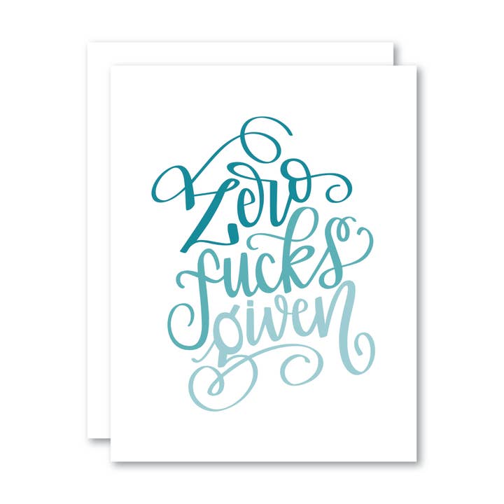 Zéro Fucks donné/ Carte pour la vente par Stevie + Bean Paperie