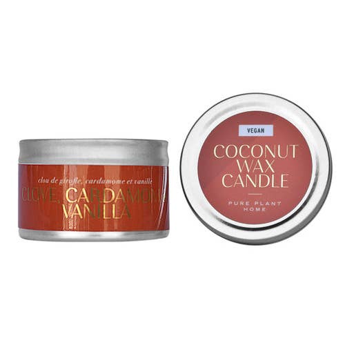 1,5 Unzen Silber Zinn Indonesian Clove/Kardamom Vanille Kokosnuss-Wachs mit echten ätherischen Ölen für den Großhandel von Pure Plant Home