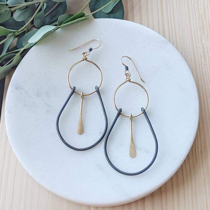 Ark Earrings in Mixed Metals for wholesale by Zalias Jewelry
