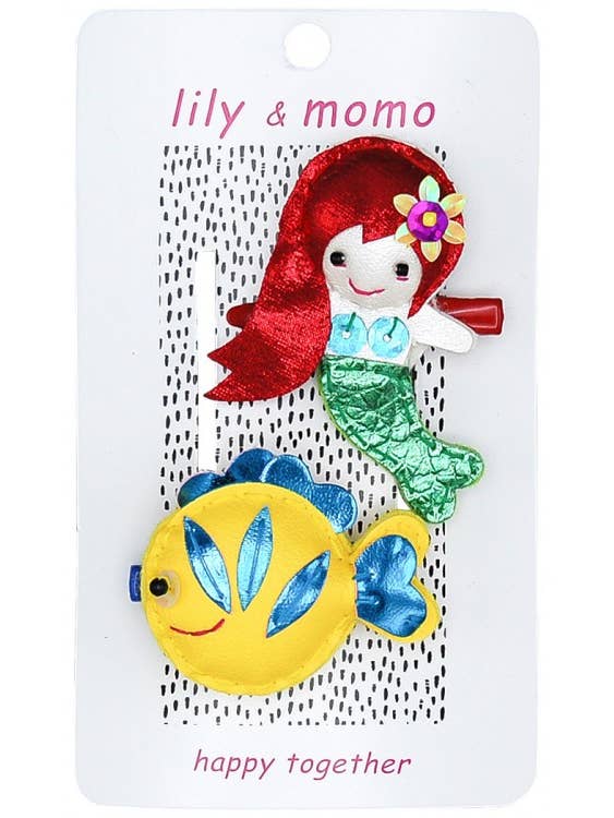 Mermaid and Fishie Hair Clips- Yellow and Aqua for wholesale by Lily and Momo