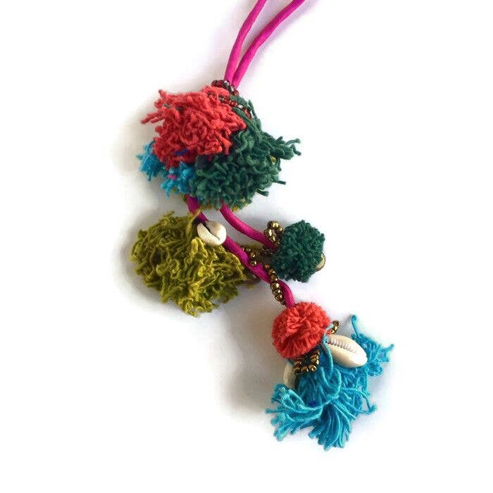 Love Heart Pompom Bells Multicolor Key Chain - Thailand