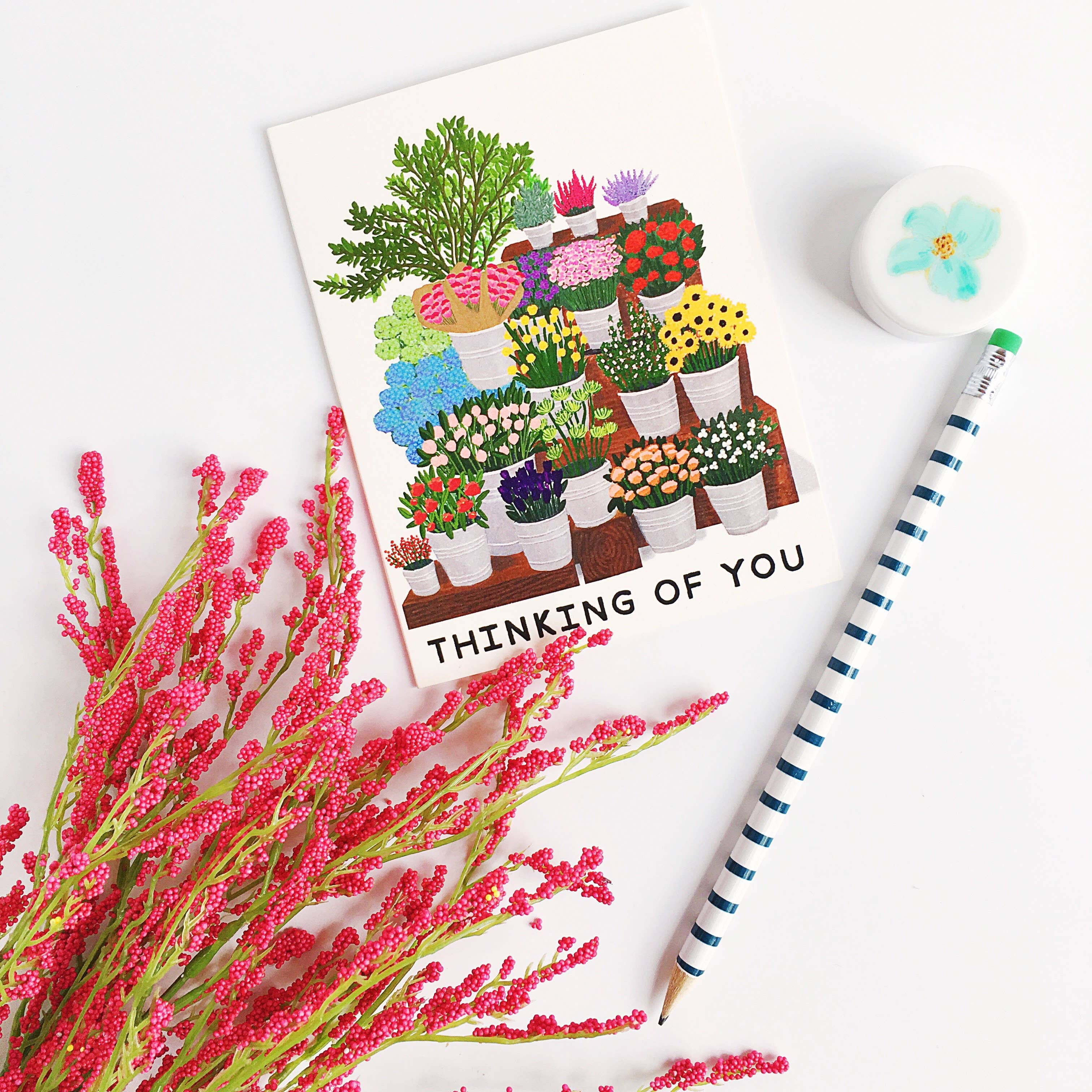 Slightly Stationery – wholesale Thinking of you card – Flower Market | Floral Thinking of You Card2