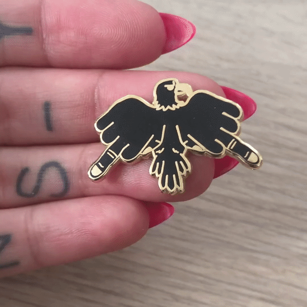 Lady No Brow - Wholesale Lapel Pin/Button - Finger Bird Enamel Pin1