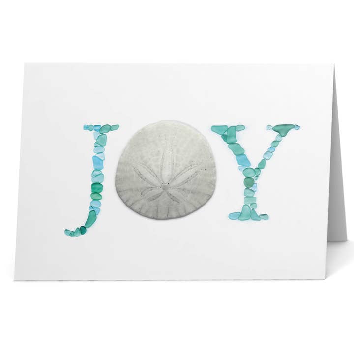 Sea Glass Joy Sand Dollar Holiday Card for wholesale by Etched by the Sea, Inc.