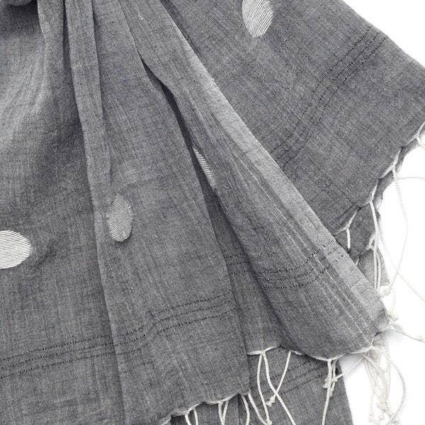 Indigo Handloom - Wholesale Scarf - Women's - Jamdani Dots - Grey2