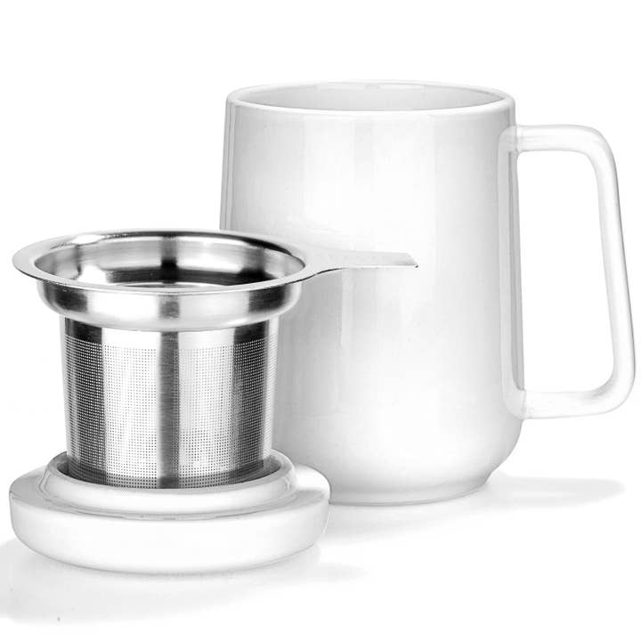 TEALYRA / LUXBE - Wholesale Coffee Mug - Peak White Porcelain Mug With Infuser 19oz