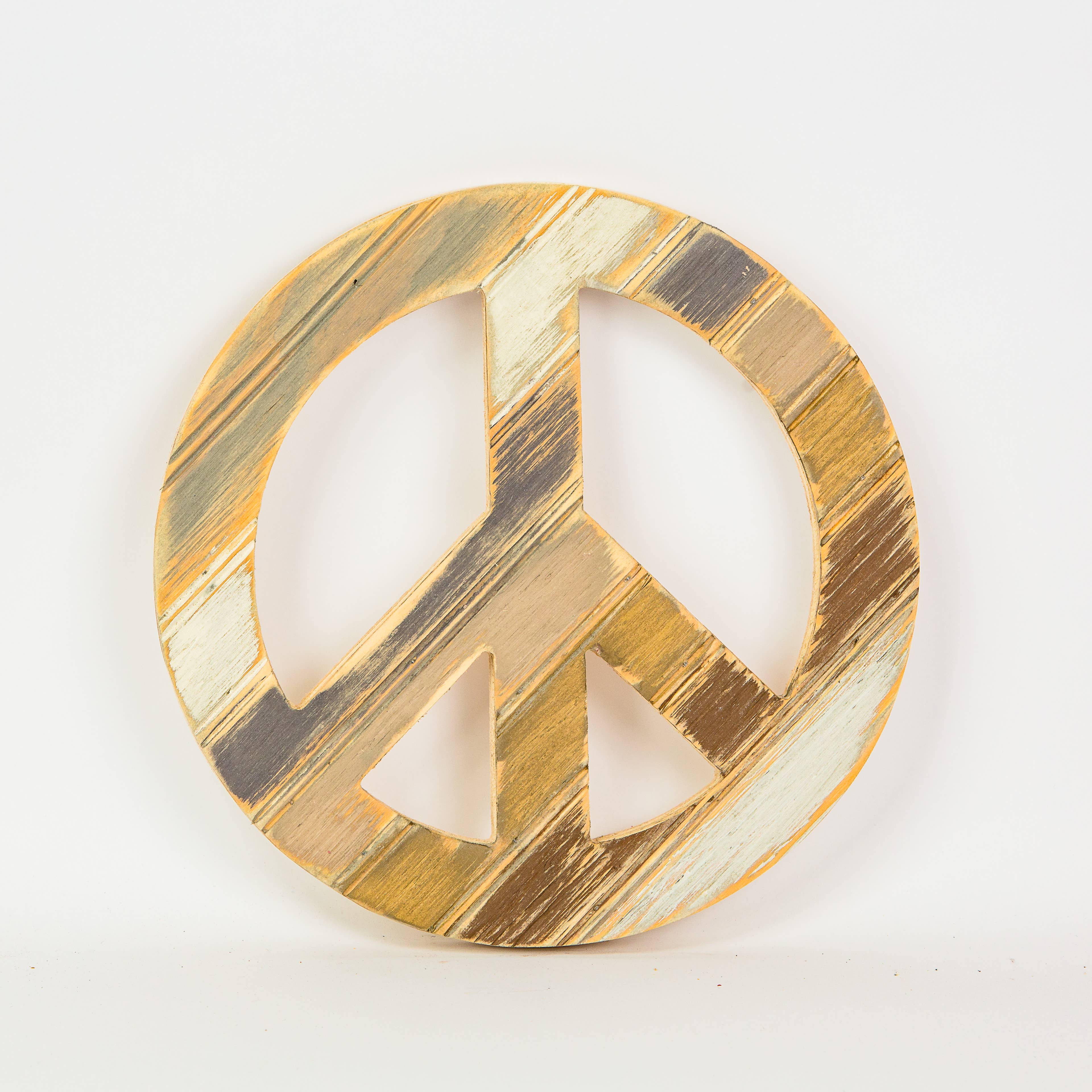 Grace Graffiti – Engroshandel Træ Wall Art – Friform Rainbow Peace Sign Trævægkunst4