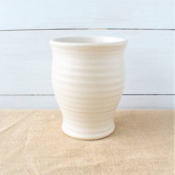 Rowe Pottery - Wholesale Utensil Holder - Farmhouse Ridges Utensil Jar - Drift White