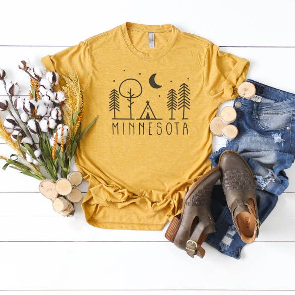 MN ADVENTURE w/ Tent Outdoors UNISEX TEE for wholesale by M.B. Paper Design