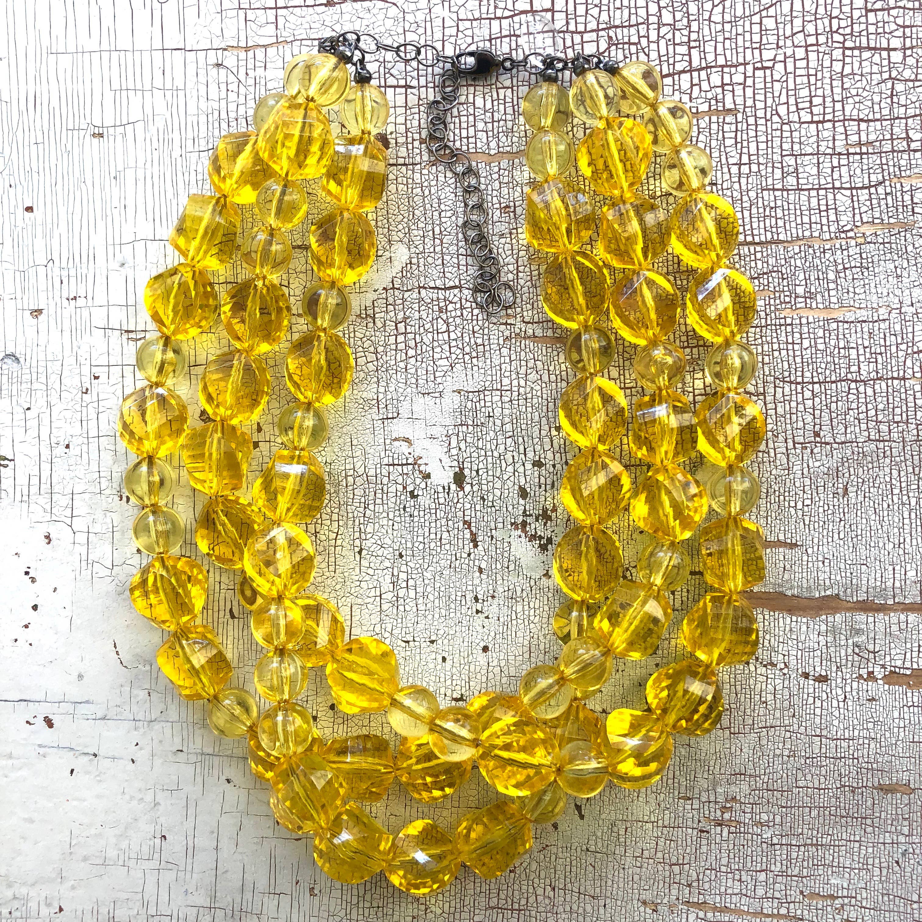 Leetie Lovendale - Wholesale Beaded/Pearl Necklace - Yellow Beaded Multi Strand Morgan Necklace2