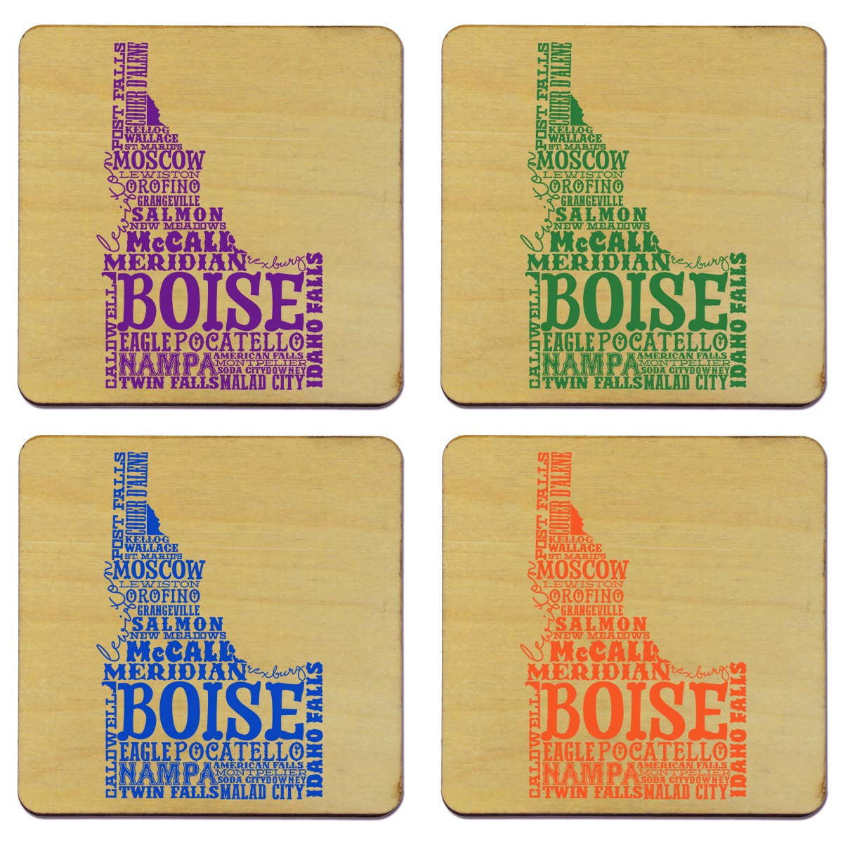 Torched Products - Wholesale Coasters - State Typography Coaster- Set of 414