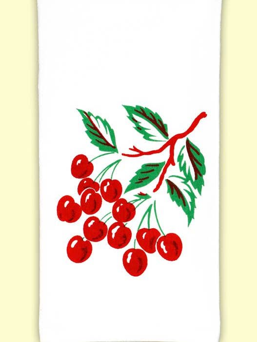 Torchon de cuisine rétro en forme de carreaux de cerisier pour la vente par Red and White Kitchen Company