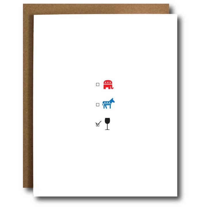 The Card Bureau - Wholesale Everyday Greeting Card - Wine Over Politics Card1