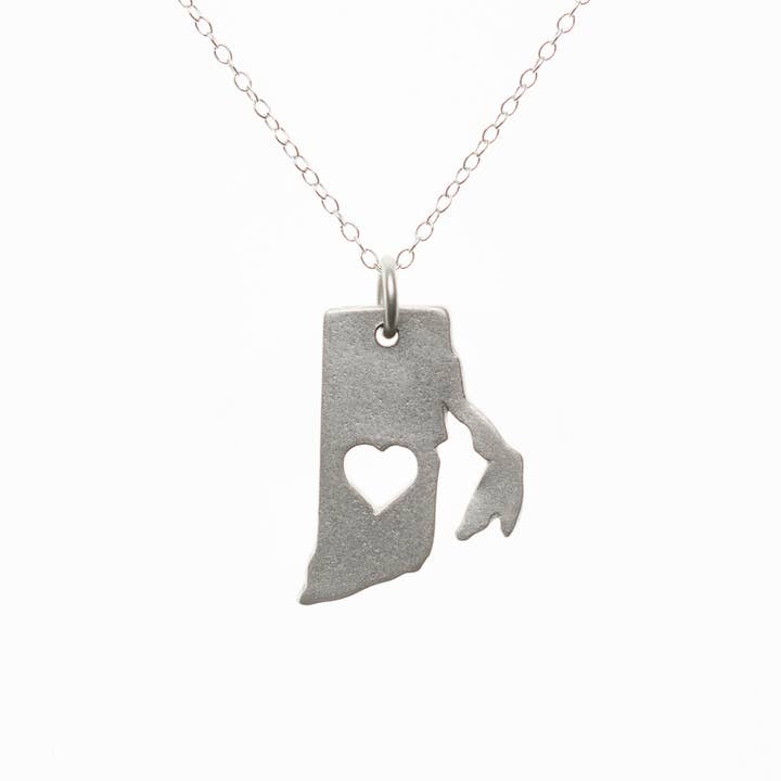 STERLING ZILVEREN RHODE ISLAND KETTING voor wholesale door Precious Metal Prints