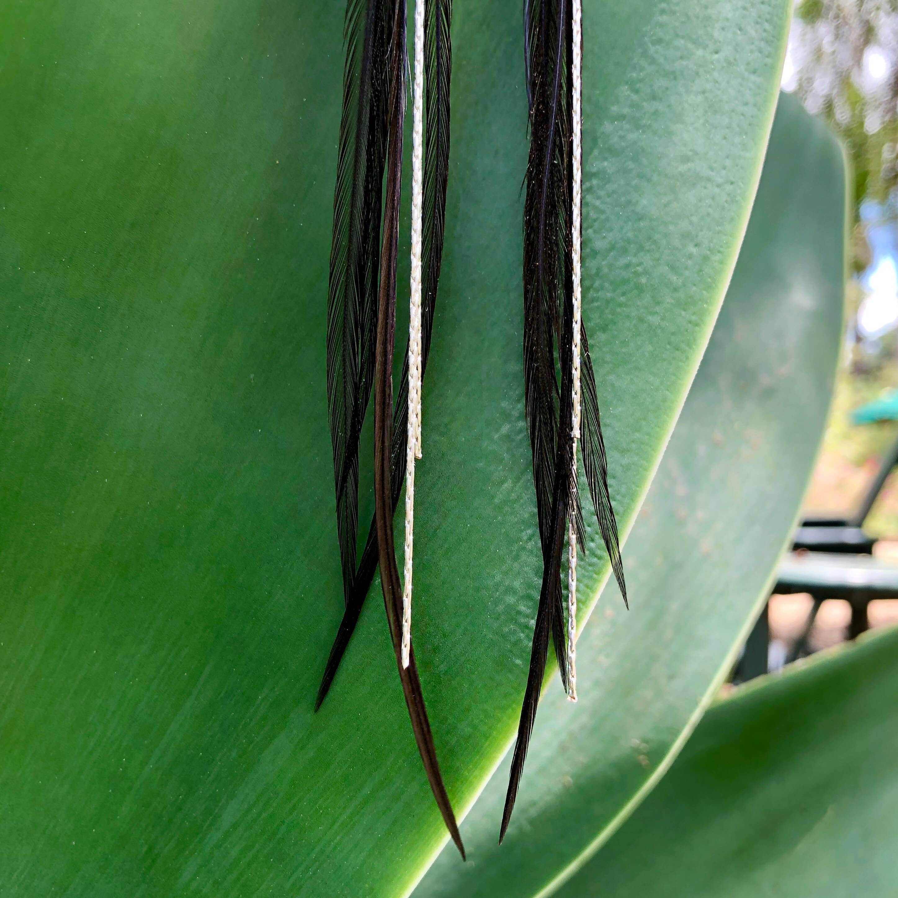 ASTALI - Wholesale Tassel Earrings - Mini Feather Earrings - Black/Silver, Boho Western Earrings7