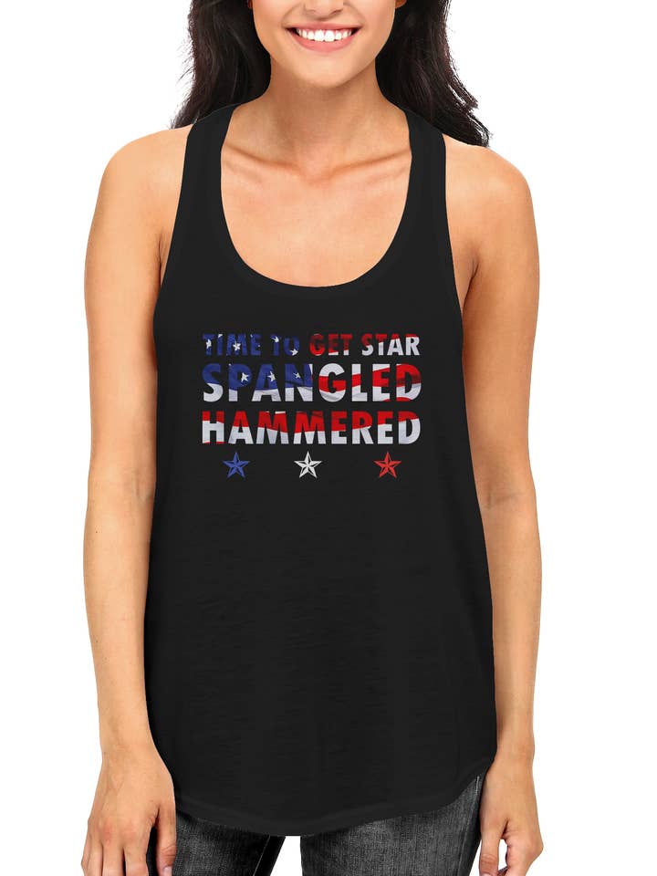 Star Spangled Hammered US Flag Racerback Tank Top for wholesale by 365 In Love