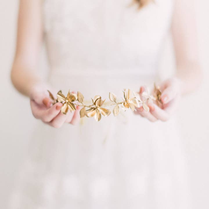 Acute Designs - Wholesale Tiara - Women's - Gold Daffodil Flower Bridal Crown