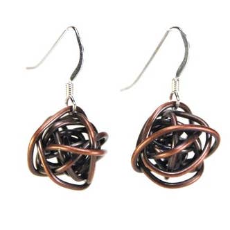 Scribbles Copper Wire Wrap Ball Earrings for wholesale by Tactile Melodies