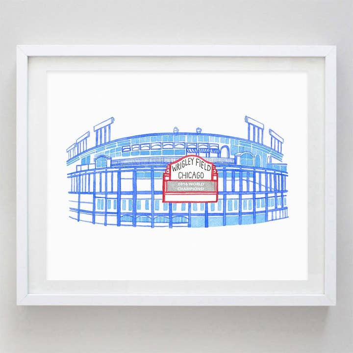 Wrigley Field Watercolor Print for wholesale by Carly Rae Studio