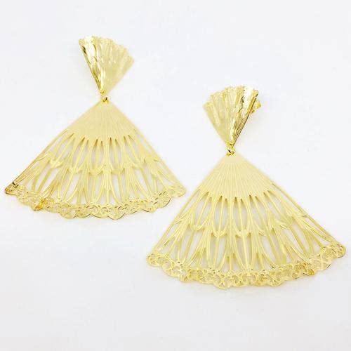 18K GL Waved Indu Fan Earrings for wholesale by Donna Italiana