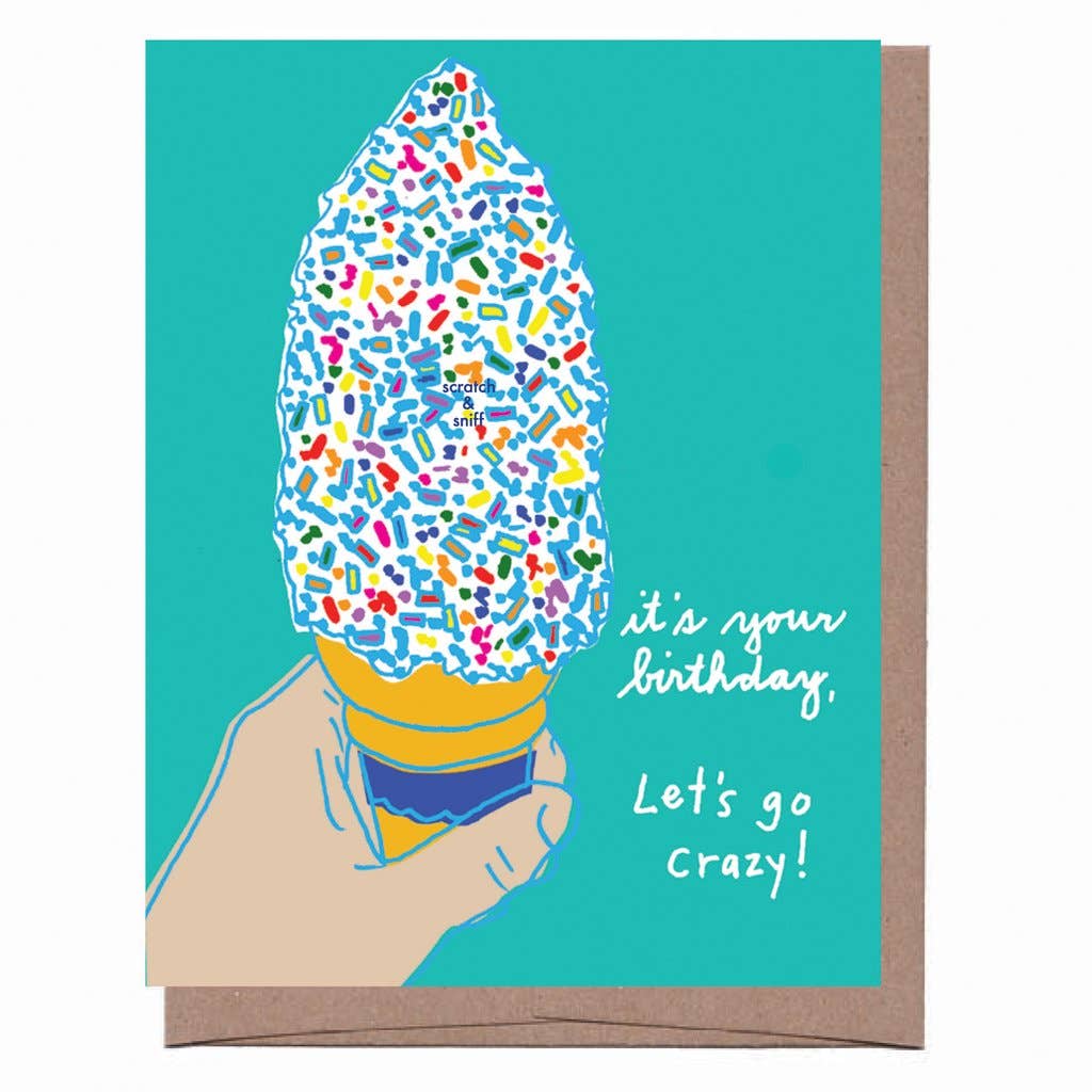 La Familia Green - Wholesale Birthday Card - Scratch & Sniff Sprinkle Cone Birthday Greeting Card1