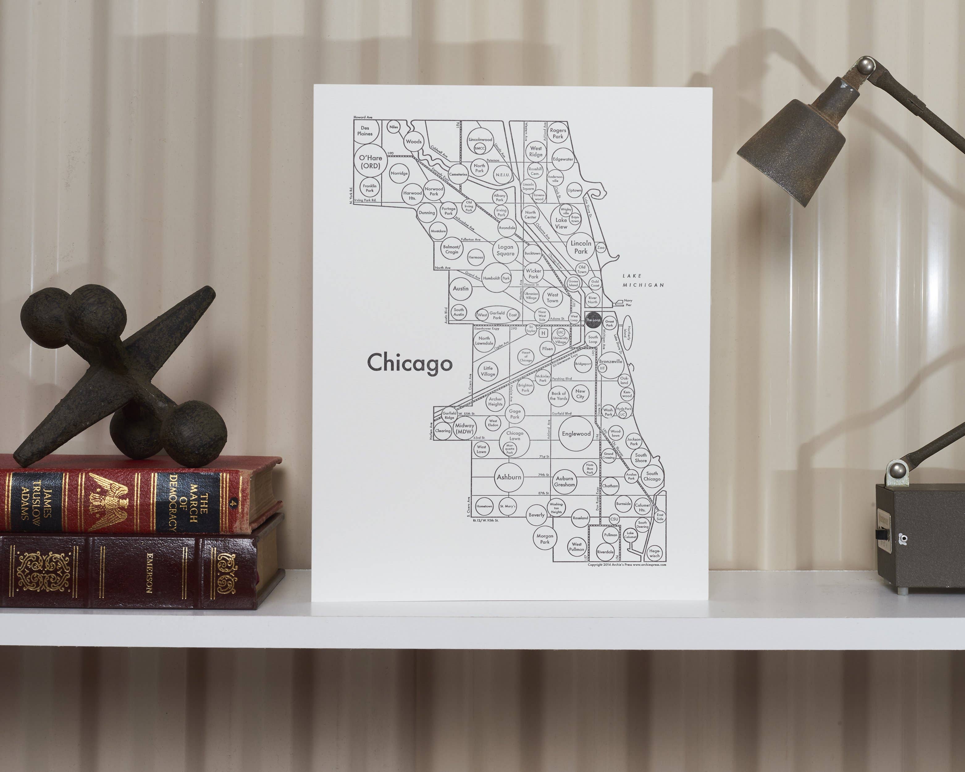 Archie's Press – wholesale Karta – 8,5 x 11-tums Chicago-karta Skriv1